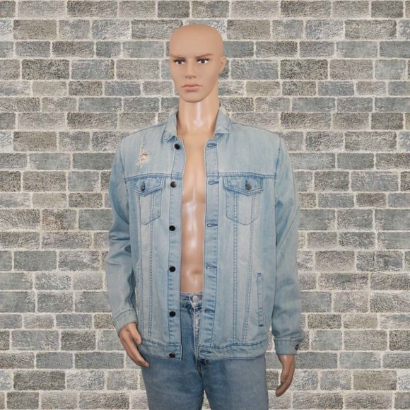 JACKSON Other - JACKSON Mens Distressed Ripped Jean Jacket Size M